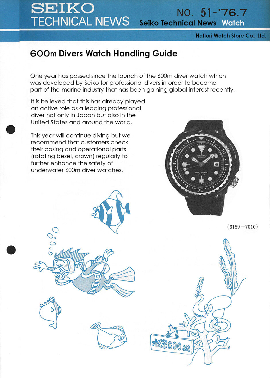 Seiko 6159-7010 Tuna Introduction and Service Centre Guideline